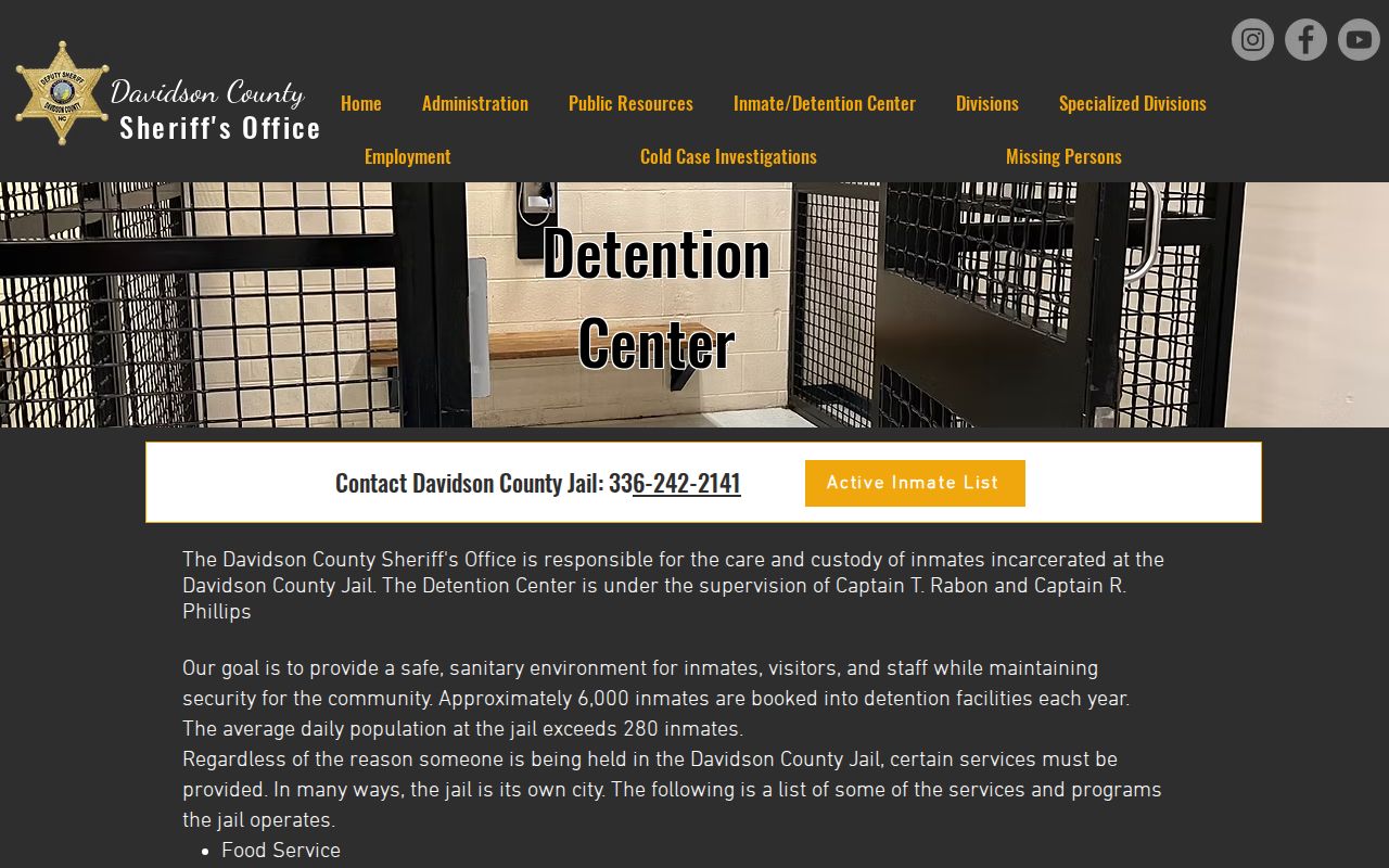 Davidson County arrest records and inmate detention information