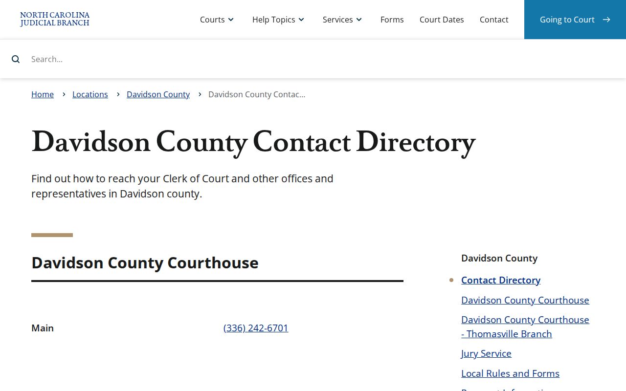 Davidson County criminal court case contact directory