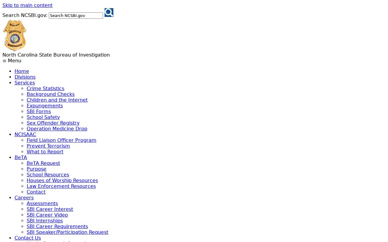 Lexington criminal history options described by North Carolina SBI