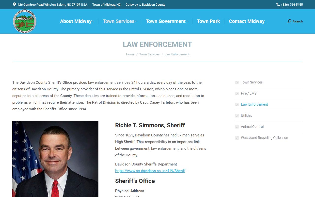 Midway criminal records and contracted Davidson County sheriff service