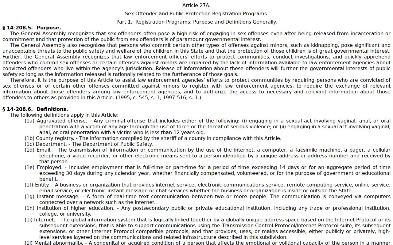Davidson County sex offender registration duties under Article 27A
