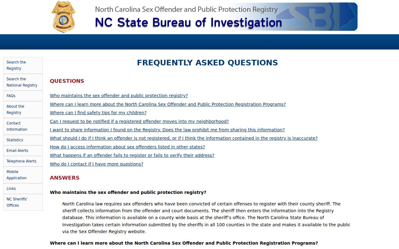 Davidson County sex offender registry search questions
