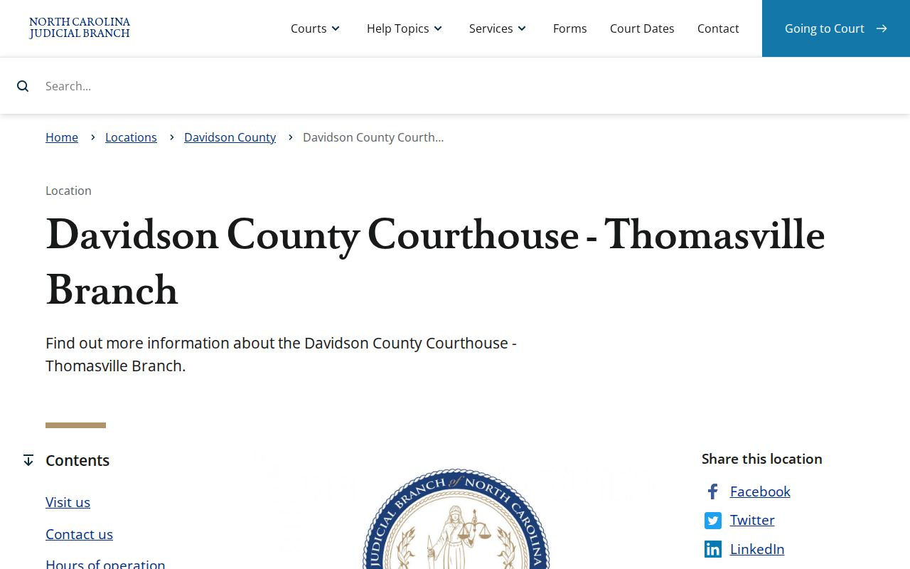 Thomasville criminal case records at the Davidson courthouse branch