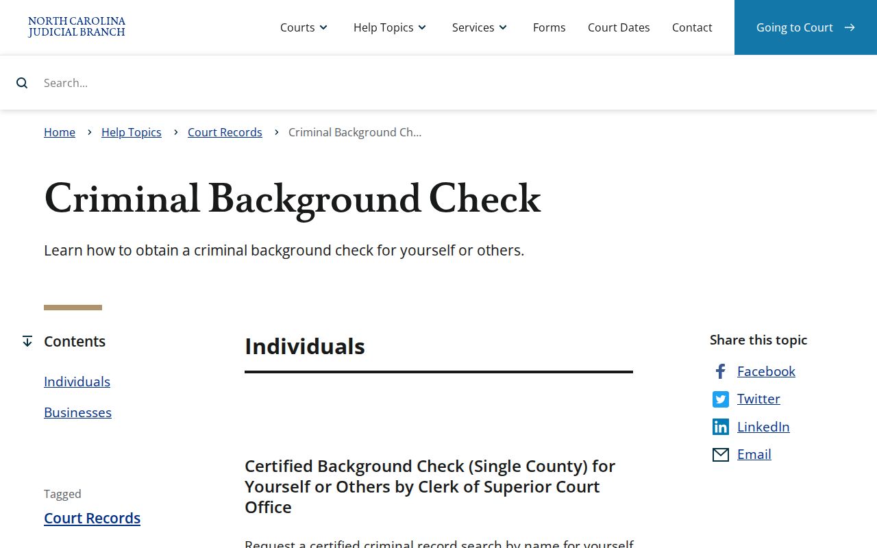 Davidson County criminal history certified court search instructions