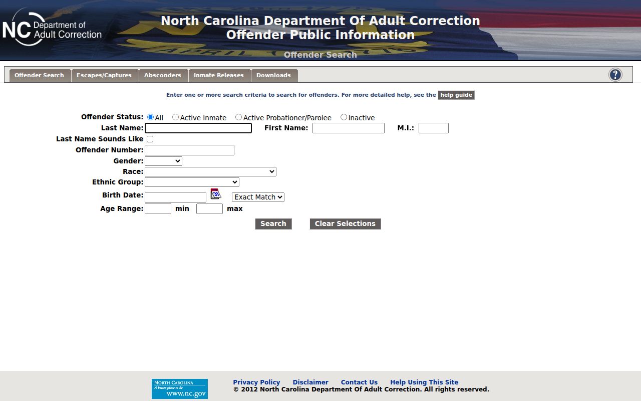 Davidson County criminal history NCDAC offender search
